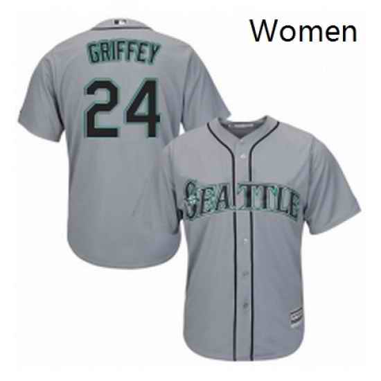 Womens Majestic Seattle Mariners 24 Ken Griffey Replica Grey Road Cool Base MLB Jersey